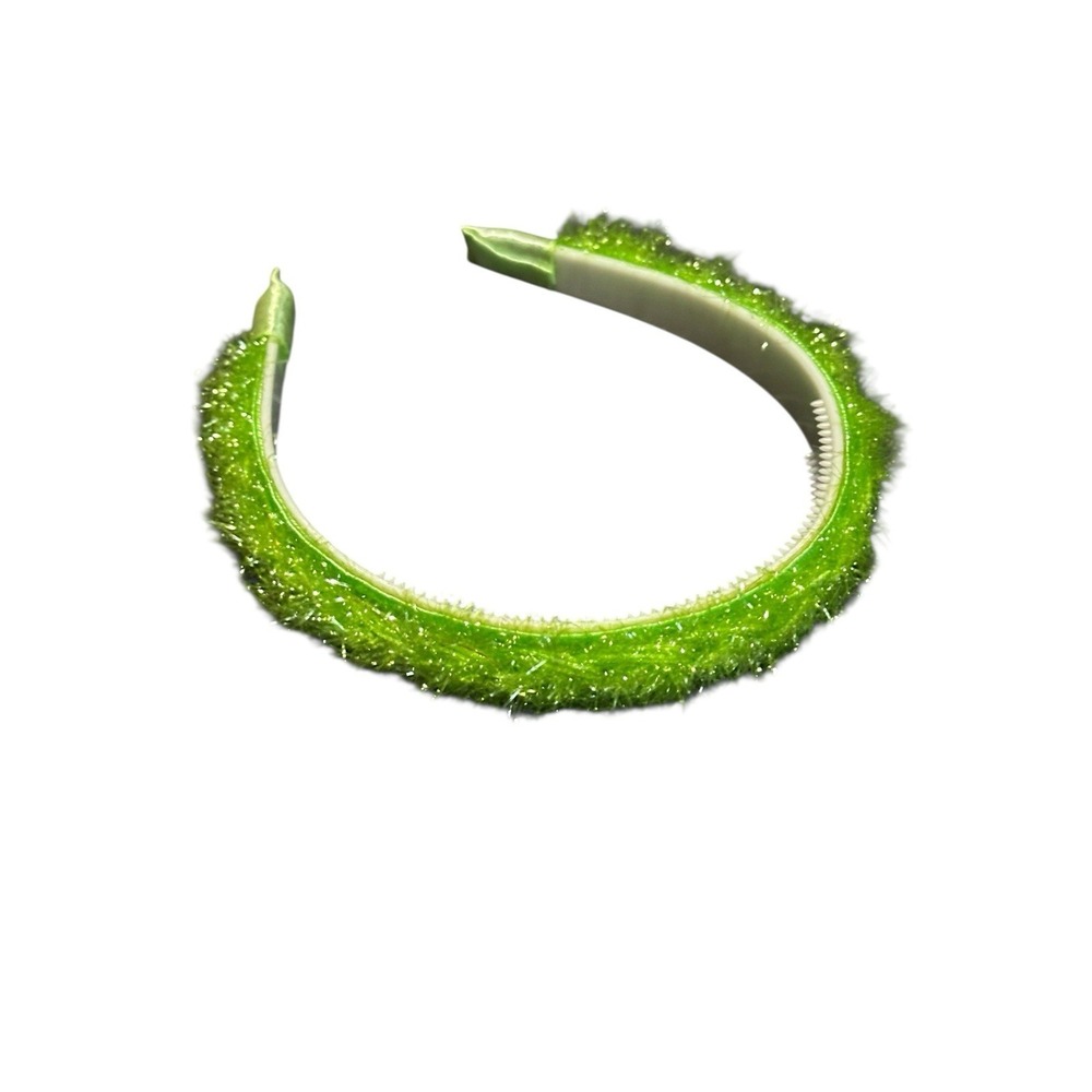 Unbranded Girls Fuzzy Tinsel Headband Hair Accessory Green One Size NEW